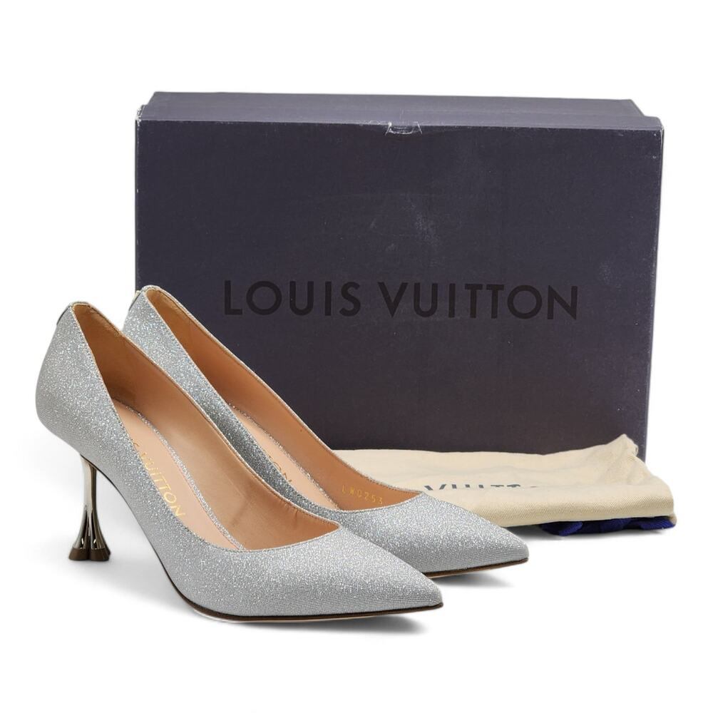 Louis Vuitton Blossom Pumps Glitter in Silver 35.5 5.5 NWB